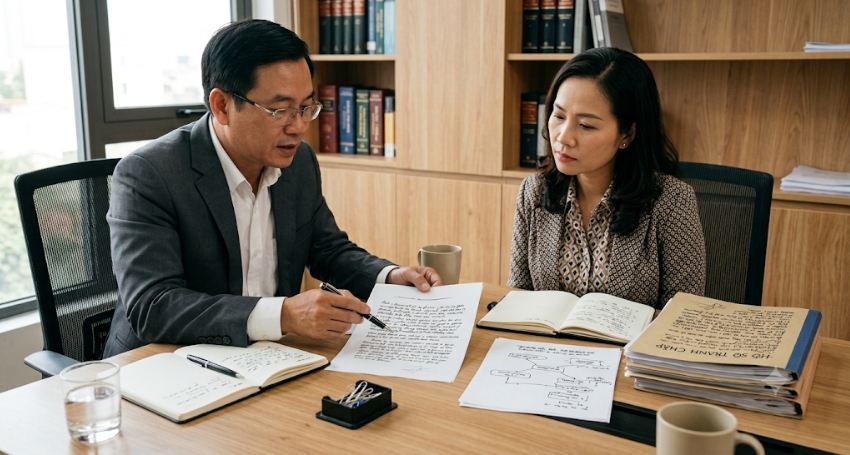 Khách hàng cân nhắc phương án hòa giải cùng luật sư