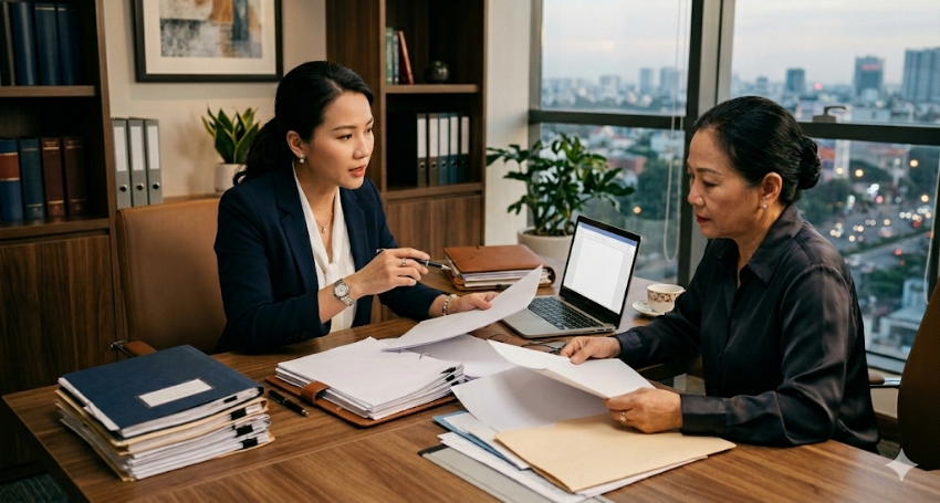 Luật sư rà soát giấy tờ tài sản và nhân thân