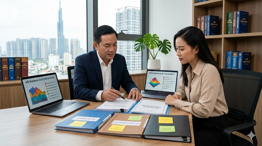 Luật sư đánh giá văn bản Tòa án cùng khách hàng