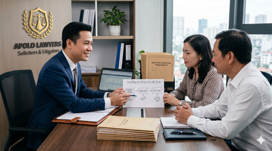 Luật sư trao đổi phương án xử lý tranh chấp tài sản