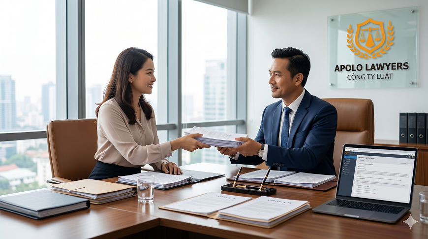 Luật sư tiếp nhận hồ sơ tranh chấp và tư vấn khách hàng tại Apolo Lawyers