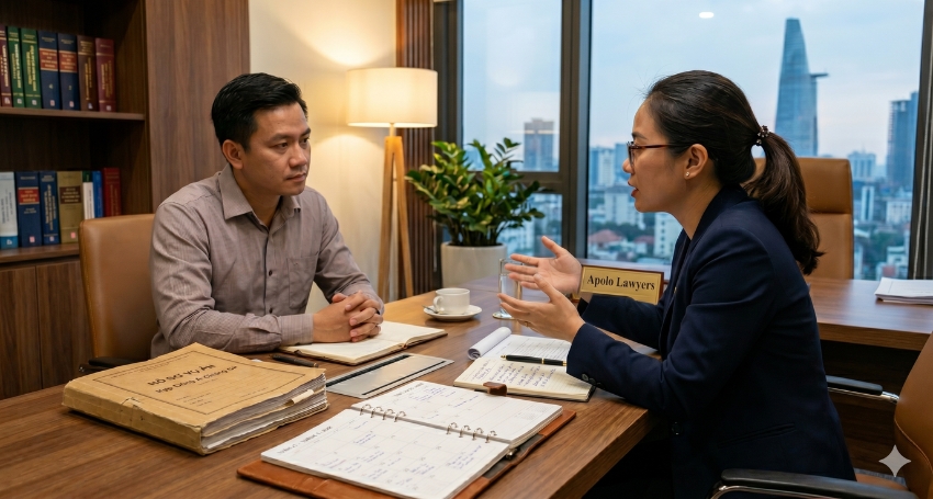 Khách hàng trao đổi sớm với luật sư trước khi khởi kiện
