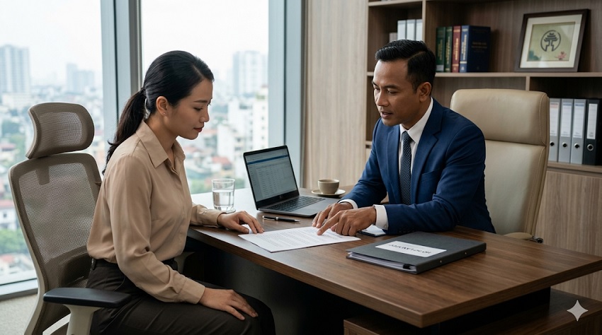 Khách hàng chuẩn bị nội dung làm việc cùng luật sư