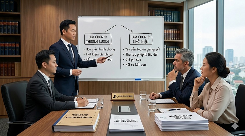 Luật sư trao đổi phương án thương lượng hoặc khởi kiện tranh chấp đất