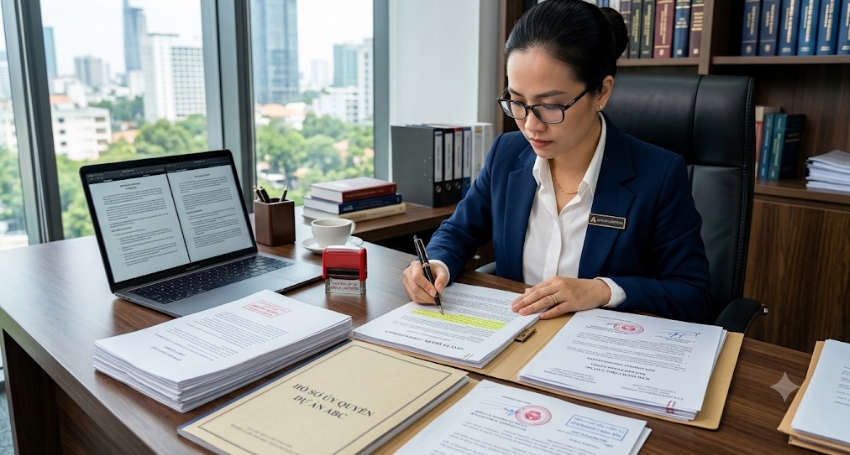 Luật sư rà soát giấy ủy quyền và tài liệu lập ở nước ngoài