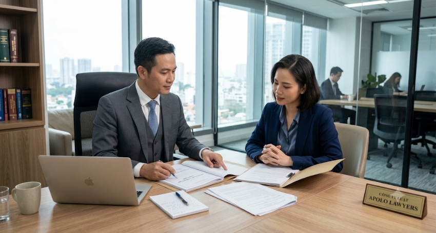 Khách hàng trao đổi với luật sư trước phiên hòa giải